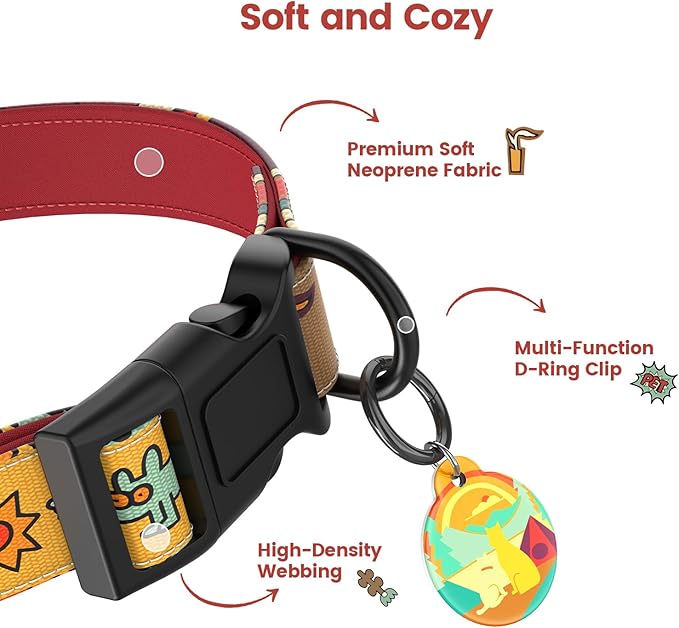 Dog Collar with QR Code ID Tag, Smart Pet ID Collar with Free App Option, Soft Padded Adjustable Dog Collar with Secure Metal D-Ring & Quick Release Buckle for Small Medium Large Dogs (Red, S)