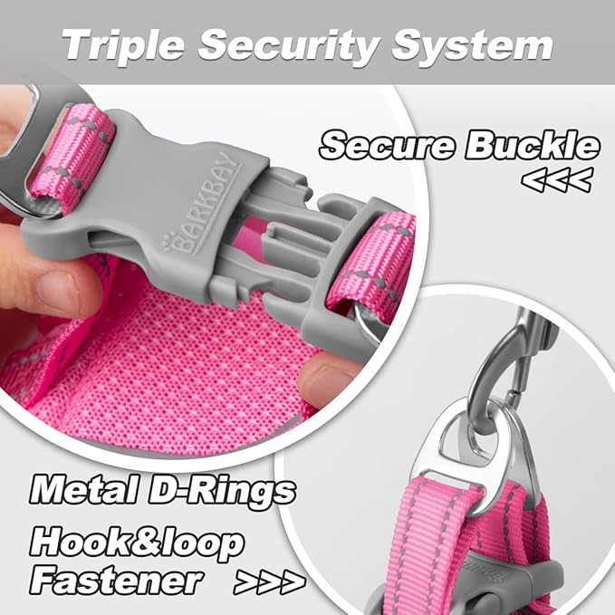 Dog Harness and Leash Set,Step in Small Sized Dog Harness,Soft Mesh,No-Chock,Reflective Adjustable,Secure with Hook & Loop Fastener,Puppy Vest for Small,Medium Dogs(Pink,XXXS)