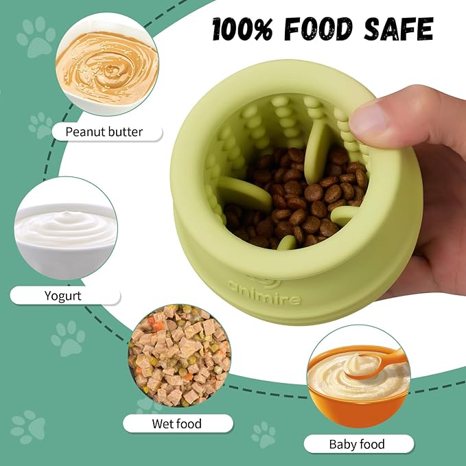 Treat Dispensing Dog Toy, Long-Lasting Interactive Puzzle Toys for Dogs, Stuffable Dog Enrichment Frozen Lick Treat Toy for Boredom, BPA Free Silicone Fetch Catch Chew Toy (Green,M)