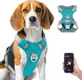 TagME No Pull Dog Harness with 2 Leash Clips,Lightweight & Visible for All-Day Walking,No Choke Pet Vest Includes AirTag Holder for Medium Dogs,Teal