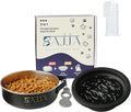 3-in-1 Travel Dog Bowl Set – 30 OZ Stainless Steel + 20 OZ Collapsible Water Bowl Lid | BPA-Free, Anti-Slip, Portable Dog Bowl w/Handle/Water Bottle Holder with Carabiner | Black Bowls