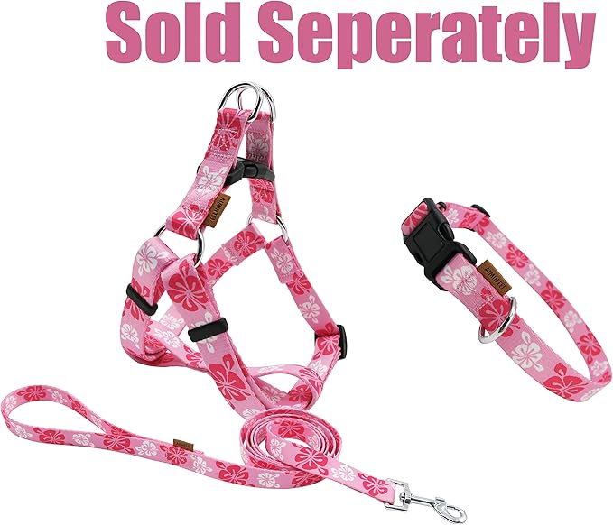 Dog Collar, Cute Floral Pattern, Soft and Adjustable Collar with Quick Release Buckle (S (Neck 11-18", Width 5/8"), Hawaiian Pink)