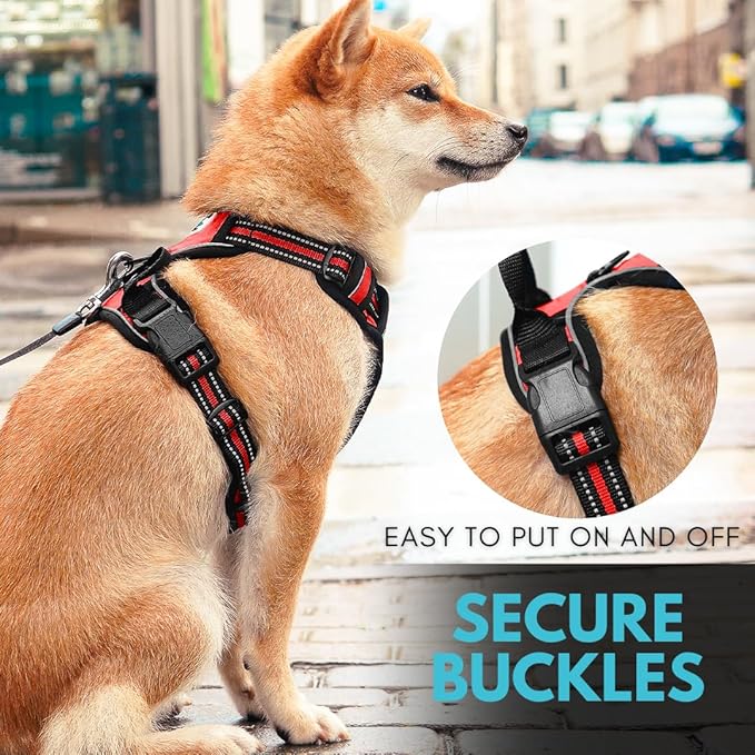 Ziggy Pet Dog Harness Adjustable Nylon Mesh Vest with Leash Clips (Red, Large)