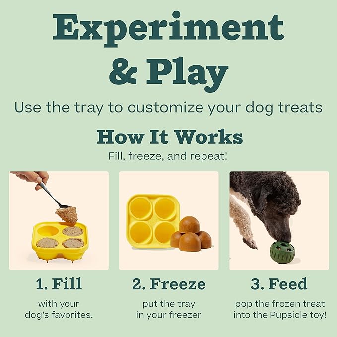 WOOF Pupsicle and Treat Tray - Long-Lasting Interactive Dog Ball Toy and Silicone Dog Treat Mold - Keep Your Pup Busy - Easy to Clean - Dog Toys for XL Dogs 75 lbs and Up