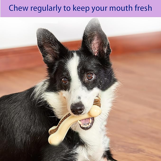 Dog Bones Chew Toys for Aggressive Chewers, 3 Pack Real Beef Flavor,Indestructible Dog Teething Chew Toys for Large/Medium/Small Breed,Tough Toy with Durable Nylon
