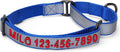 Pawtitas Customized Martingale Dog Collar Reflective Reflective Dog Collar Embroidered Personalized Name Phone Number Adjustable for Puppies Small Medium Large Size Dogs Large Blue