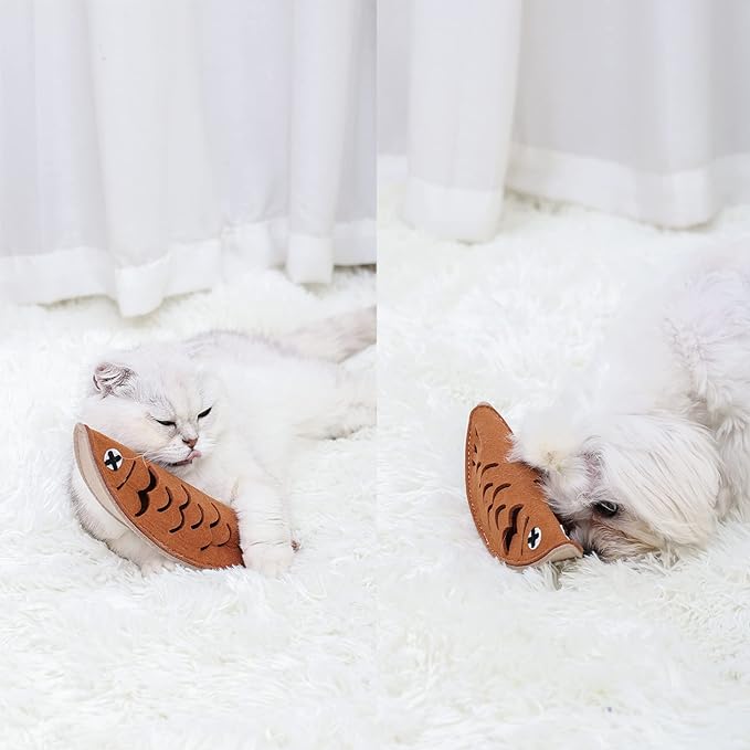 𝗨𝗜𝗤𝗘𝗟𝗬𝗦 Pets Sniffing Toys in Grilled Fish Shape, Dogs & Cats Sniffing Toys Interactive Game Puzzle Toys for Boredom and Stress Relief, Slow Feeding