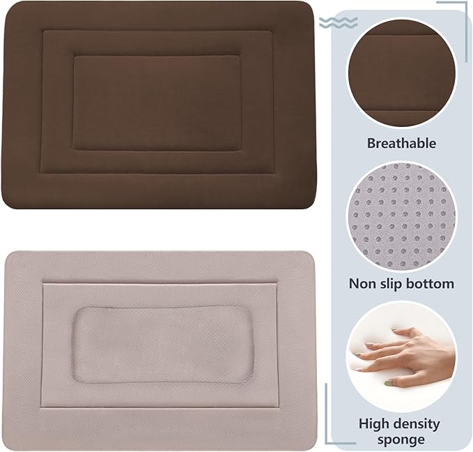 JoicyCo Dog Bed Soft Dog Crate Bed Pad Mat, 48 in Non Slip Bottom Washable Beds for Extra Large Dogs, Pet Bed Mattress Kennel Pad, Dark Brown
