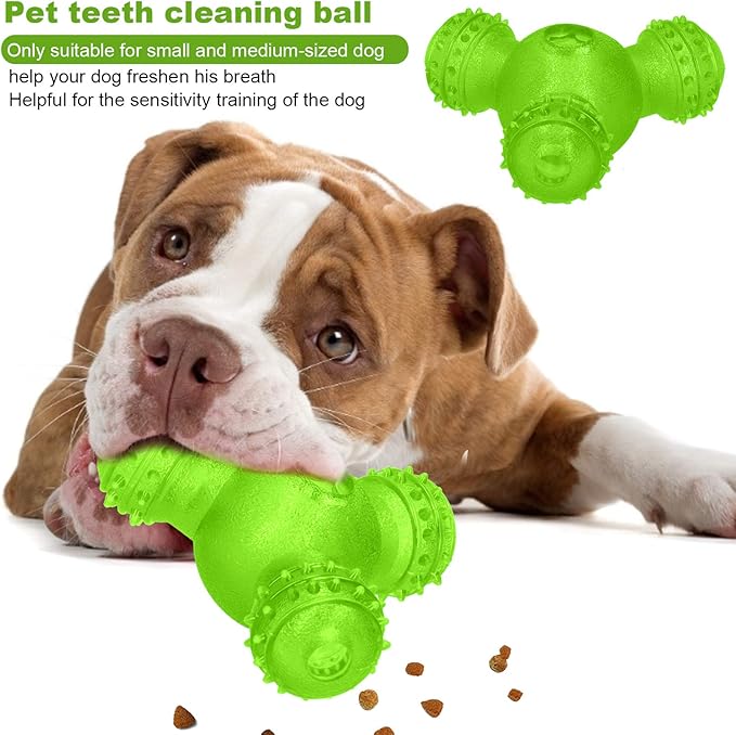 Cyrank Rolling Dog Treat Dispenser Slow Feeder, Funny Giggle Dog Puzzle Toy Slow Feeder Treat Toys Interactive Food Dispensing Dog Toys(Green)