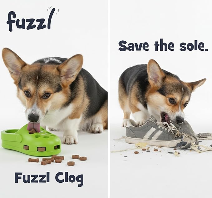 Clog Large Treat Toy for Dogs Puzzle Enrichment Shoe – Natural Rubber Chew Toy – Durable, Interactive Cognitive Feeder – Eco-Friendly, Non-Toxic & Dishwasher Safe – Green