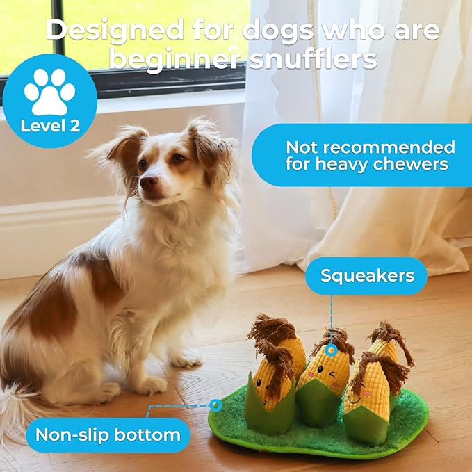 Dog Toys Plush with Squeaky & Treat Hiding Features - Mental Stimulation Enrichment Toy for Large Breed Dogs - Machine Washable Slow Feeder to Keep Dogs Busy，Corn Maze