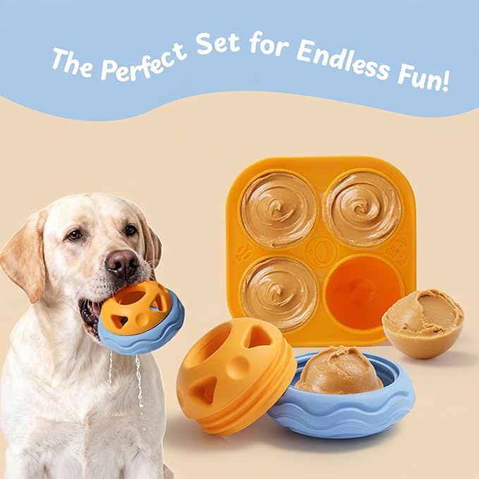 Nocciola Enrichment Dog Toys Set for Aggressive Chewers, Frozen Treat Molds & Interactive Feeder, Freezable Rubber Dog Licking Toy for Long-Lasting to Keep Them Busy, Engagement & Anxiety Relief