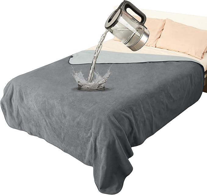 Catalonia Waterproof Blanket for Bed, Reversible Fleece Bed Sofa Cover, Washable Liquid Proof Furniture Protector