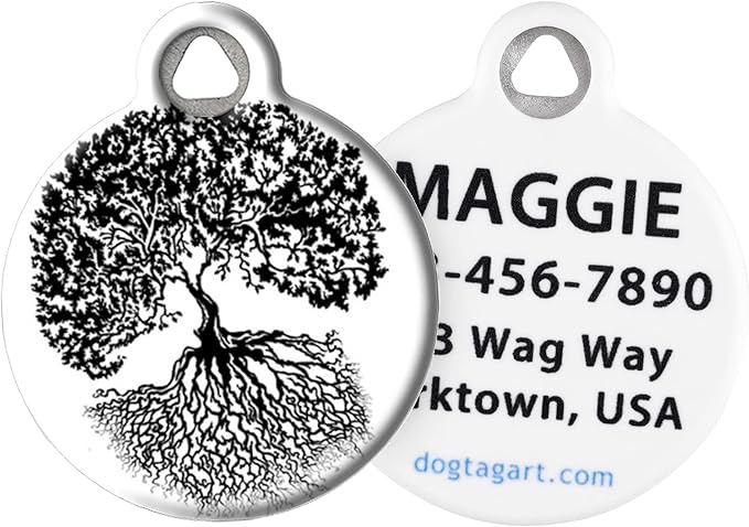 Dog Tag Art Nature and Outdoors Custom Pet ID Tag for Dogs and Cats, Personalized Dog Tag with Customized Identification, Anna's Tree, Large (1.25" Diameter)