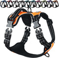 VIVAGLORY Dog Harness Easewalk No Pull Dog Harness with Handle Front Clip & Back Clip for Training Walking Lifting, No Pull Adjustable Easy On Padded Comfortable for Pet, XL, Orange - Plain