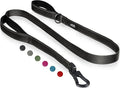TwoEar 5FT 1IN Strong Black Dog Leash with 2 Padded Handles, Traffic Handle Extra Control, Comfortable Soft Dual Handle, Auto Lock Hook, Reflective Walking Lead for Small Medium and Large Dogs