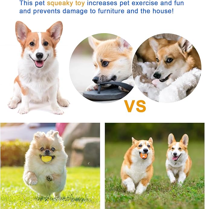 Latex Dog Squeaky Toys, Smile Face Squeaky Balls for Dogs Chewing Durable Teething Rubber Soft Interactive Fetch Play Dog Balls for Puppy Small Pet Dogs (6 PCS)…