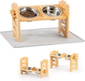 Lavievert Elevated Dog Bowls Stand with 6 Height Adjustable & Splash-Proof Mat - 2 Thick Stainless Steel Pet Food Bowls for Medium/Small Dogs - Raised Dogs & Cats Feeder with Waterproof Base