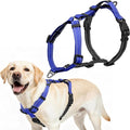 Dog Harness,Adjustable No Pull Dog Harness,Y-Shaped Design,Buckle-Neck Balance Harness with Reflective, Ideal for Dog Training Hiking, Easy Walk Harness,Durable High-Tensile Nylon-Blue-L