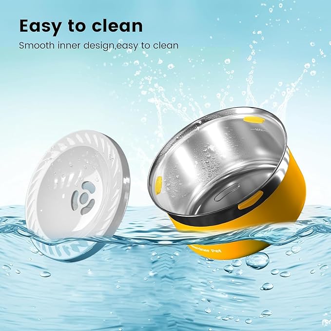 Gardner Pet Dog Bowls 1 Gallon (3.85L) Stainless Steel No Spill Dog Water Bowl, Slow Water Feeder Metal Bowls, Spill Proof Water Dispenser for Large Dogs, Promotes Healthy Hydration(Orange)