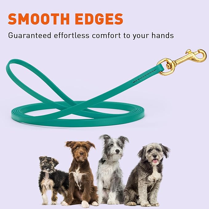 Viper K9 Biothane Working Dog Leash Waterproof Lead for Tracking Training Schutzhund Dog Sport & Search - Odor-Proof Long Line with Solid Brass Snap for Puppy Medium and Large 3/8" x 33ft Blue Aqua