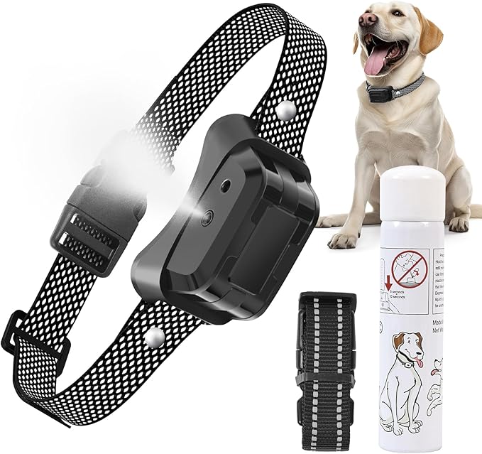 Citronella Dog Bark Collar, Anti Bark Collar with 3 Adjustable Spray & Sensitivity Level [1 Citronella Spray Refill] Automatic No Shock Dog Barking Collar for Small Medium Large Dogs, Black