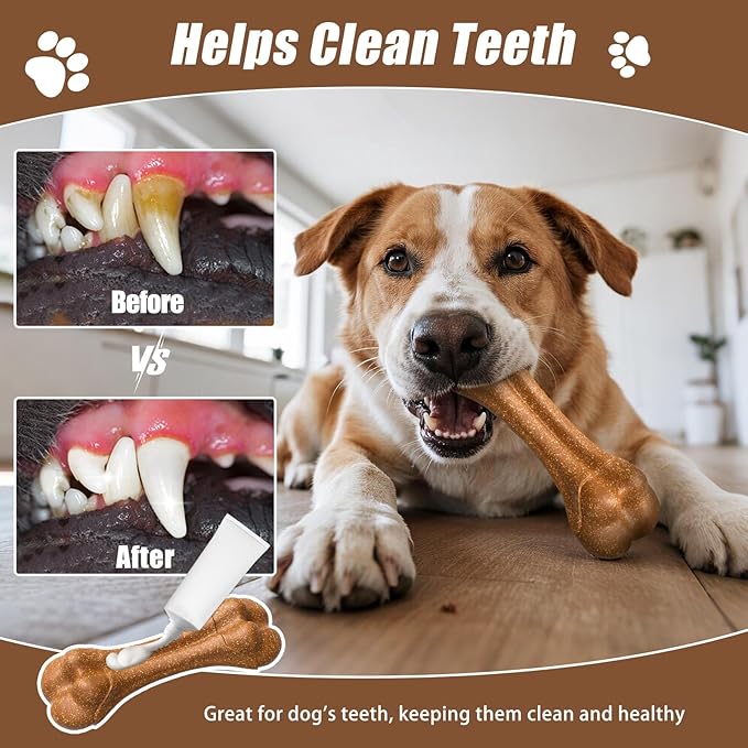 SCHITEC Dog Bone Chew Toy for Medium & Large Dogs, Beef Flavor Teething Toy, Durable Dog Toy for Aggressive Chewers, Teeth Cleaning, 1Pc