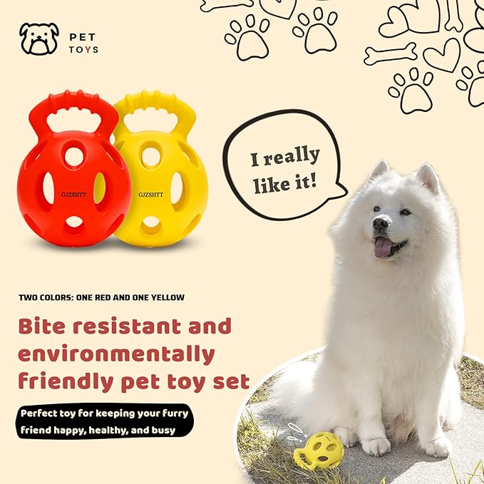 Durable Dog Chew Ball Toys - Interactive Tug-n-Toss Rubber Ball with Handle for Tug of War and Fetch, Kettlebell-Inspired Design, Ideal for Small, Medium, and Large Dogs, 3.94"x5.2" (2-Pack)
