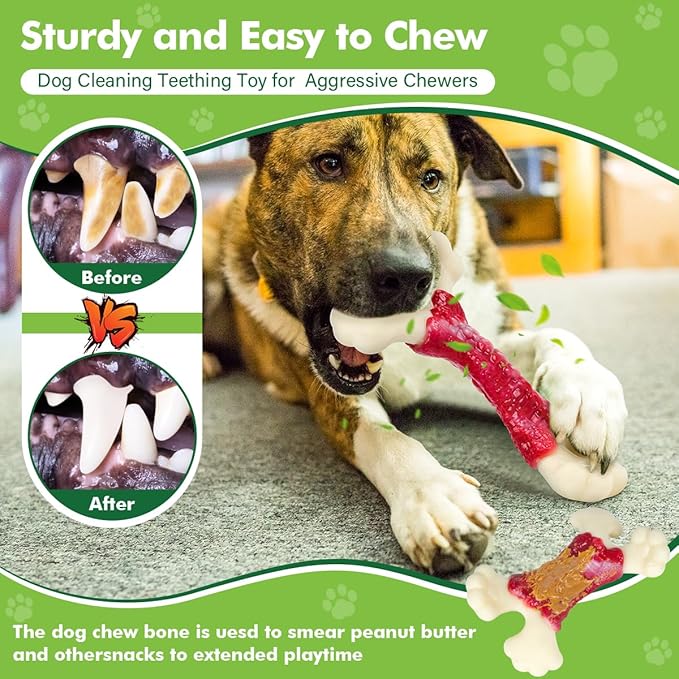 Dog Toys for Aggressive Chewers, Dog Chew Toys for Large Dogs, Tough Dog Toys for Aggressive Chewers, Dog Chew Toys for Aggressive Chewers, Dog Toys to Keep Them Busy with Real Beef Flavors
