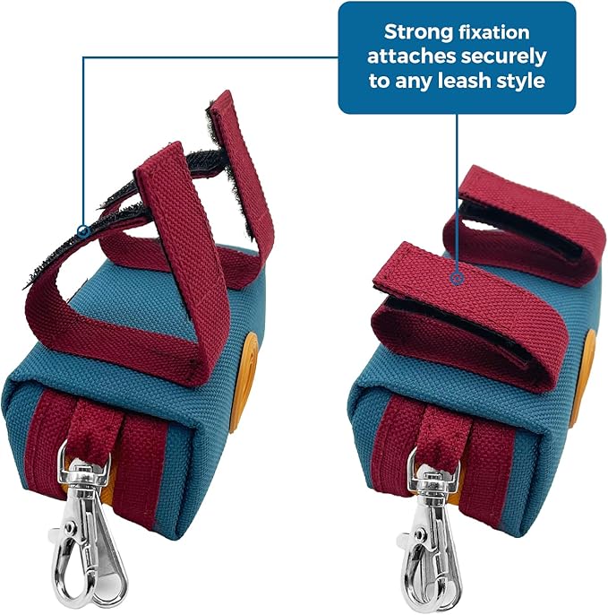 Dog Poop Bag Holder for Leash, Zippered Dog Poop Bag Dispenser Pouch with Metal Carabiner Clip, Durable Canvas Dog Walking Waste Bag Holder
