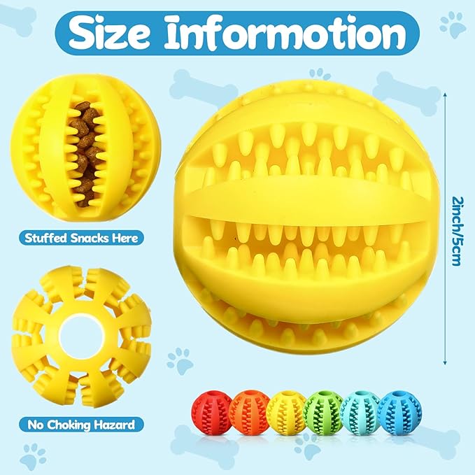 12 Pcs Dog Treat Toy Balls Bulk Interactive Dog Puzzle Toys Dispensing Puppy Balls for Teething Chew Enrichment for Boredom and Brain Stimulating Game to Keep Them Busy(Medium)