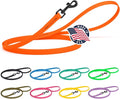 Dogline Biothane Waterproof Dog Leash Strong Coated Nylon Webbing with Black Hardware Odor-Proof Easy to Clean High Performance for Small or Large Dogs Made in USA 4 or 6 ft Lead, Hunter Orange