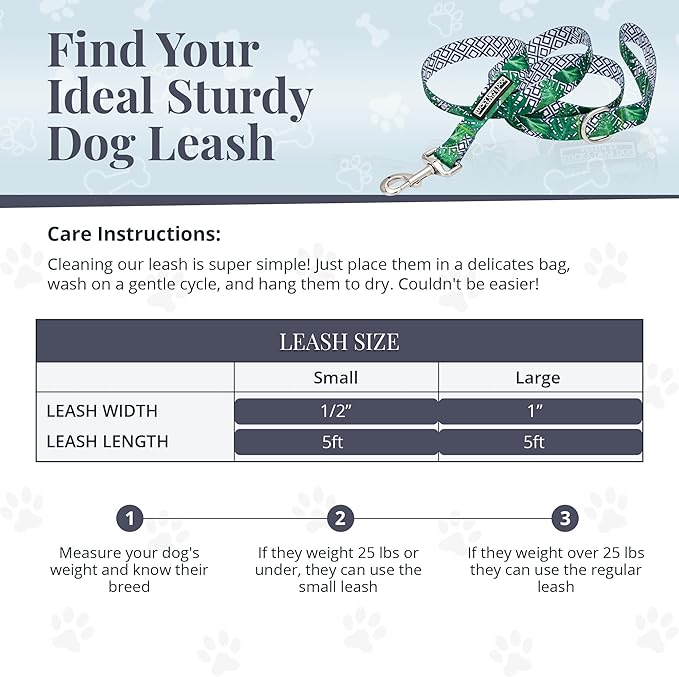 Lucky Love Dog Leash – Soft, Durable, and Comfortable Leash with Vibrant Patterns – Stylish and Long Lasting for Large Male and Female Dogs – Laguna, Large