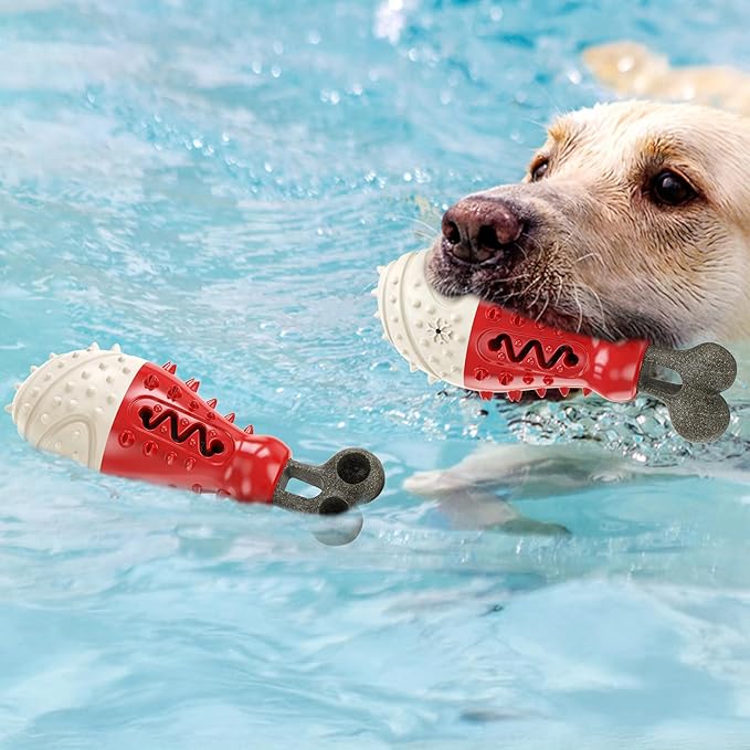 GOLDROC Dog Enrichment Toys, Puppy Teething Chew Toys for Small and Medium Dogs Breeds with Teeth Cleaning, Food Dispensing and Cooling Fun Features (Red)
