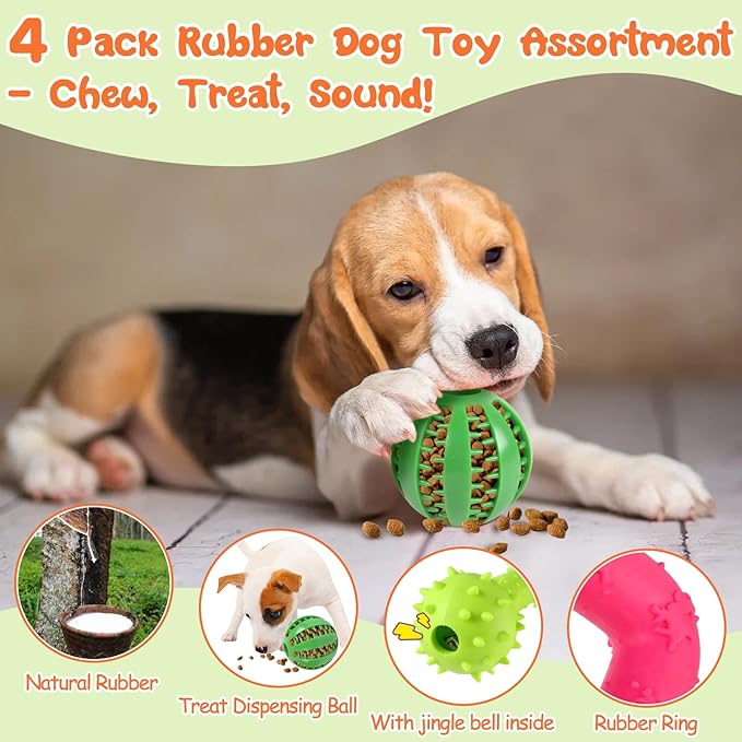 15 Pack Dog Toys, Dog Puzzle Toy Puppy Chew Toys for Teething, Dogs Essentials Toy Bundle with No Stuffing Squeaky Toy, Tough Ropes, Treat Ball for Small, Medium Large Dogs to Keep Them Busy