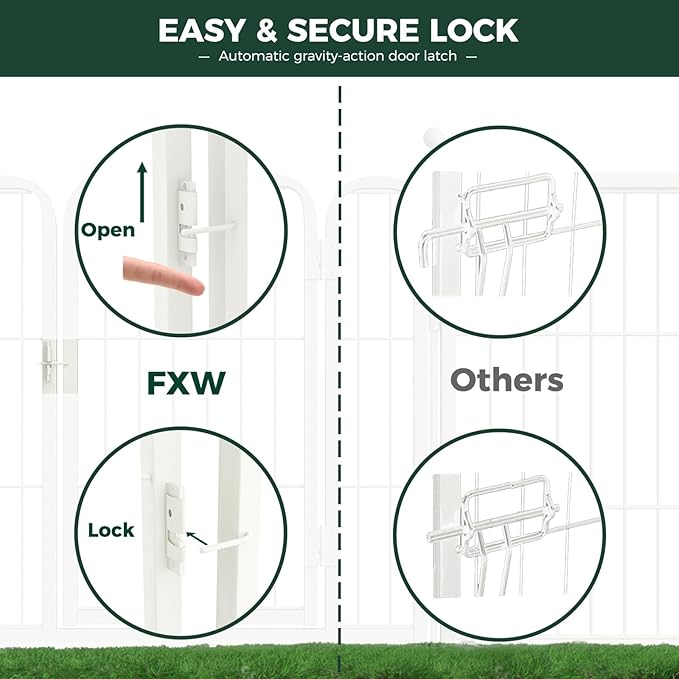 FXW Rollick Unleashed Dog Playpen for Indoor, Yard, RV Camping, 40 inch 48 Panels for Medium and Large Dogs, White│Patented