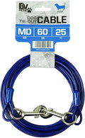 BV Dog Tie Out Cable 25 Feet - Heavy Duty Dog Lead Up to 60 Pounds - Reflective & Rust-Free with Quick Release Swivel Clips & 360° Rotating Clasp - Tangle-Free Dogs Runner for Yard (Blue, Single)