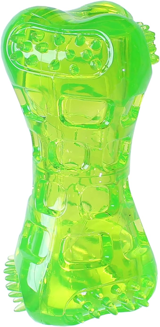 Hyper Pet Dura-Squeaks Super Squeaking Durable Floating Bouncing Dog Chew Toy, Bone, Green, Pack of 1