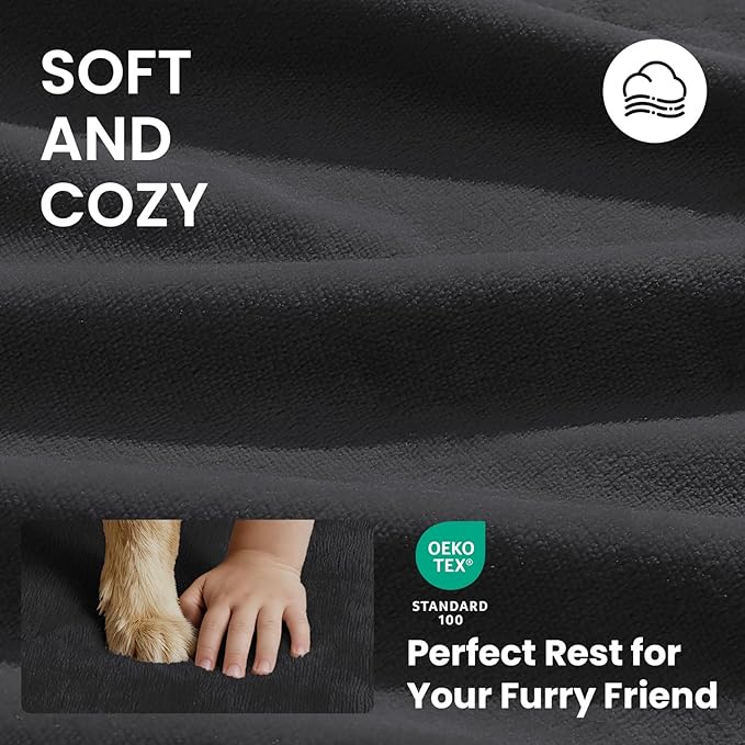 OhGeni Orthopedic Waterproof Dog Bed for Large Dogs, Machine-Washable Removable Cover in Easy-Clean Fabric, High Density Foam & Easy-Carry Handle, Suitable for Crate, 41 inch (Black)