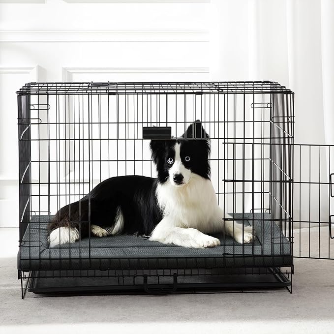 WESTERN HOME Dog Bed for Crate, High Resilience Foam Dog Crate Mat Kennel Pad with Soft Wavy Plush Comfortable Anti-Slip Washable Bed for Large Medium Small Dogs & Cats