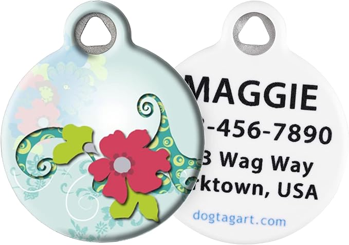 Dog Tag Art Nature and Outdoors Custom Pet ID Tag for Dogs and Cats, Personalized Dog Tag with Customized Identification, Fantasy Garden, Large (1.25" Diameter)