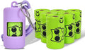 Dog Poop Bags with Dispenser & Holder, Guaranteed Leak Proof, Unscented Extra Thick Heavy Duty Tear-resistant 18-Micron Waste Bag Refill Rolls (Purple (105-Bags, 1-Dispenser))