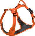 No Pull Dog Harness for Extra Large Dogs, Adjustable, Reflective Breathable Padded Vest with 2 Metal Leash Clips and Handle for Control or Car Seatbelt Use, Orange, XL