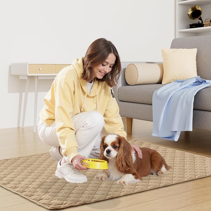Smiry Waterproof Dog Bed Cover Blanket, Soft Reversible Pet Blanket, Washable Leakproof Cats Dogs Couch Cover for Sofa, Couch, Furniture (82x120 Inch, Camel/Beige)