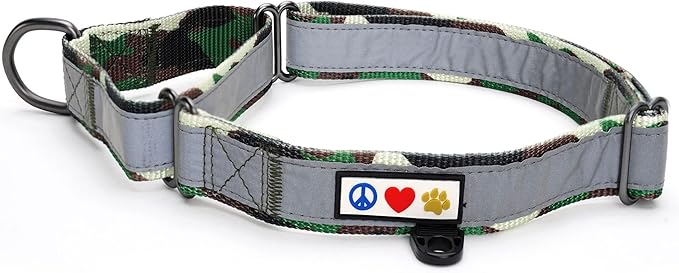Pawtitas Personalized Dog Collar Martingale Dog Collar with Name Phone Number Reflective Martingale Dog Collar Customized Collar for Large Dogs | Camo Green Custom Dog Collars for Large Dogs