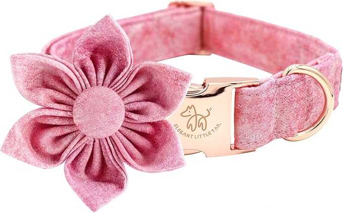 Elegant little tail Pink Girl Dog Collar for Female Dogs, Pet Collar Adjustable Dog Collars with Flower Gift for Medium Dogs