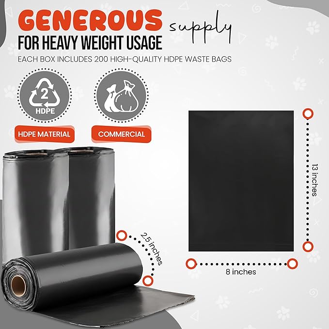 Commercial Grade Dog Poop Bags Rolls, 2000 Count Extra Thick Leak Proof Strong Waste Station Refill Doggy Bags – Fits Any Dog Waste Station & All Dispensers – 10 Rolls of 200 Bags