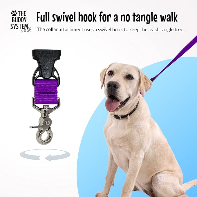 The Buddy System Hands Free Dog Leash, Adjustable Leash for Running, Jogging, Training and Service Dogs, Great for Small, Medium and Large Dogs, Made in USA (Purple, X-Large Belt (33"- 60" Waist))