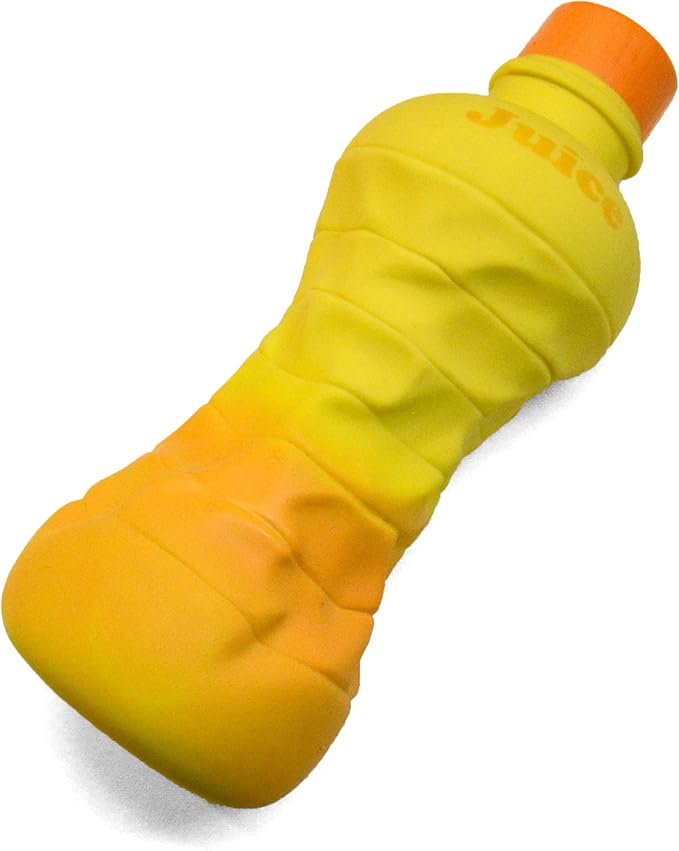 Latex Dog Squeaky Chew Toys, Flatten PET Bottles (Yellow)