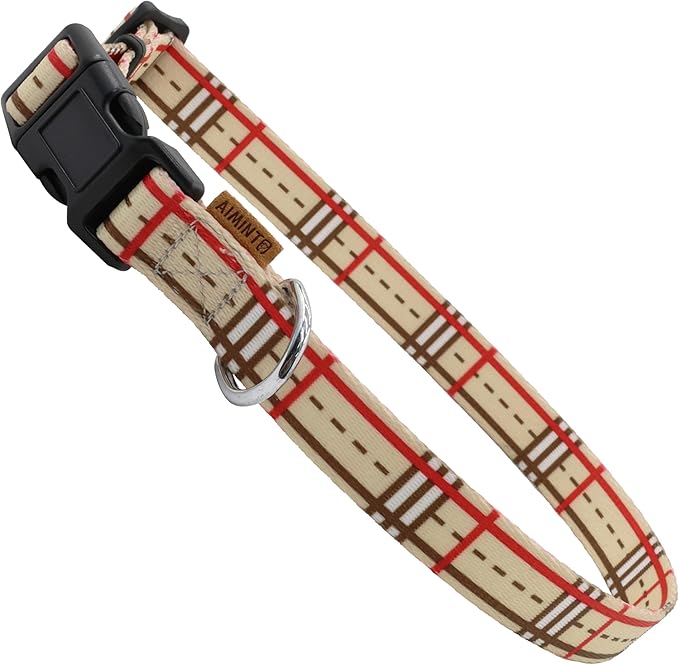 Dog Collar, Cute Stripe Pattern, Soft and Adjustable Collar with Quick Release Buckle (XS (Neck 9-13", Width 3/8"), Stripe Cream)
